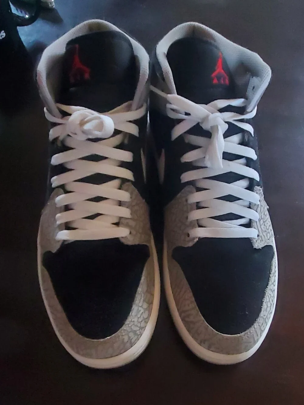 Air Jirdan Cements Mid-Top Sneakers in Black, White, Gray